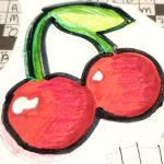 Cherries sticker - Markers/ colored pencils, June 2025