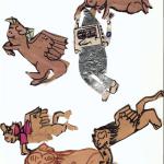 Tin Woodsman, Cowardly Lion and Flying Monkeys from the Wonderful Wizard of Oz